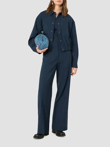 Weekend Max Mara Women's Stretch Wool Palazzo Trousers - Navy | Thumbnail 2