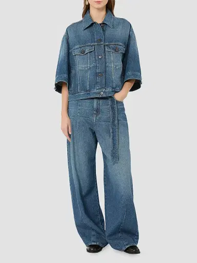 Weekend Max Mara Women's Wide Fit Cotton Denim Jeans - Blue | Thumbnail 2