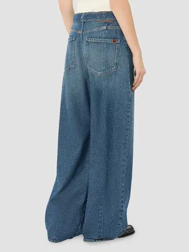 Weekend Max Mara Women's Wide Fit Cotton Denim Jeans - Blue | Thumbnail 4