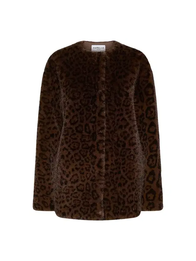 Marella Women's Animal Print Coat - Cocoa