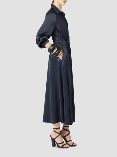 Max Mara Women's Satin Shirt Dress - Ultramarine | Thumbnail 3 Max Mara Women's Satin Shirt Dress - Ultramarine | Thumbnail 3
