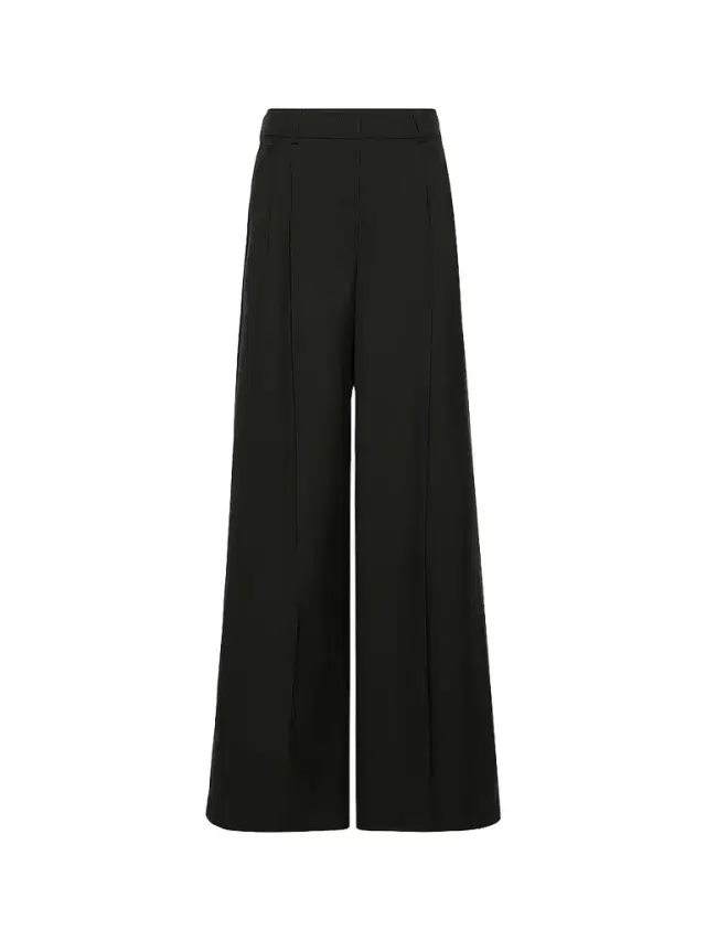 Women's Wide Leg Woollen Cloth Trousers - Black