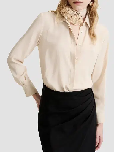 Marella Women's Silk Blend Shirt - Sand - Size 14 | Thumbnail 3 Marella Women's Silk Blend Shirt - Sand - Size 14 | Thumbnail 3