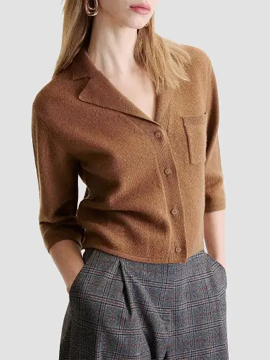Marella Women's Boxy Cashmere and Wool Shirt Jacket - Camel - Size XXL | Thumbnail 3 Marella Women's Boxy Cashmere and Wool Shirt Jacket - Camel - Size XXL | Thumbnail 3