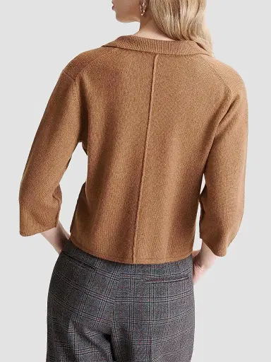 Marella Women's Boxy Cashmere and Wool Shirt Jacket - Camel - Size XXL | Thumbnail 4 Marella Women's Boxy Cashmere and Wool Shirt Jacket - Camel - Size XXL | Thumbnail 4
