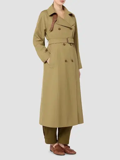 Max Mara Women's Water Repellent Wool Blend Gabardine Trench Coat - Kaki | Thumbnail 2