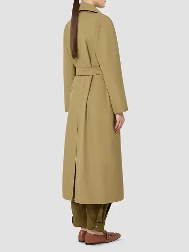 Max Mara Women's Water Repellent Wool Blend Gabardine Trench Coat - Kaki | Thumbnail 3