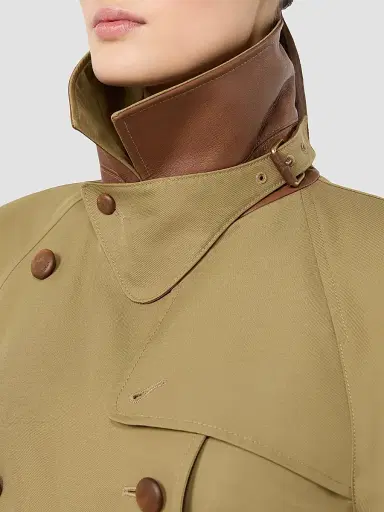 Max Mara Women's Water Repellent Wool Blend Gabardine Trench Coat - Kaki | Thumbnail 4