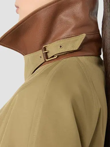 Max Mara Women's Water Repellent Wool Blend Gabardine Trench Coat - Kaki | Thumbnail 5