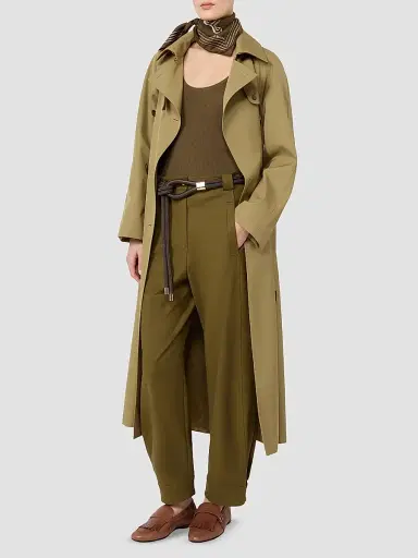 Max Mara Women's Water Repellent Wool Blend Gabardine Trench Coat - Kaki | Thumbnail 7