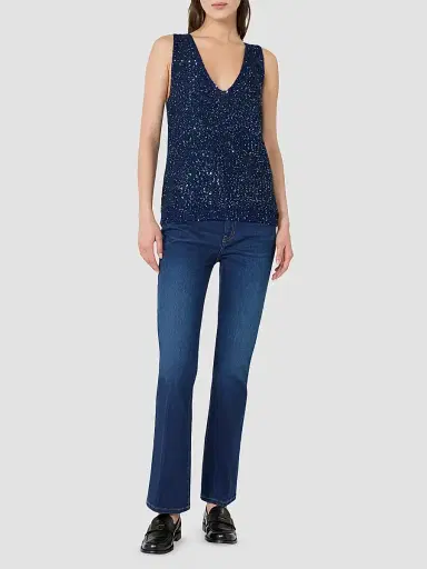 Weekend Max Mara Women's Sleeveless Sweater with Sequin Detail - Navy - Size Medium | Thumbnail 2