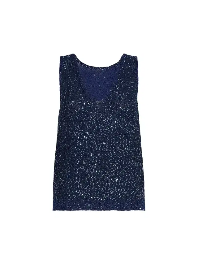 Weekend Max Mara Women's Sleeveless Sweater with Sequin Detail - Navy
