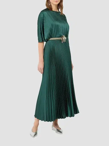 Weekend Max Mara Women's Loose Blouse in Pleated Satin - Dark Green | Thumbnail 2 Weekend Max Mara Women's Loose Blouse in Pleated Satin - Dark Green | Thumbnail 2