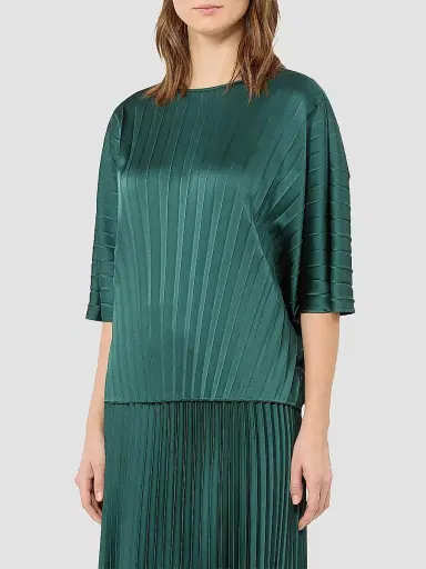 Weekend Max Mara Women's Loose Blouse in Pleated Satin - Dark Green | Thumbnail 3 Weekend Max Mara Women's Loose Blouse in Pleated Satin - Dark Green | Thumbnail 3