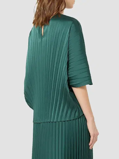 Weekend Max Mara Women's Loose Blouse in Pleated Satin - Dark Green | Thumbnail 4 Weekend Max Mara Women's Loose Blouse in Pleated Satin - Dark Green | Thumbnail 4