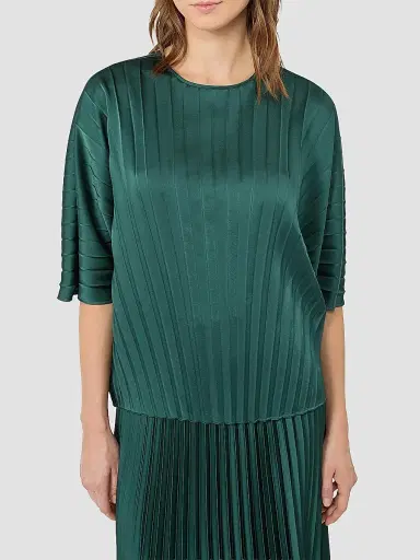Weekend Max Mara Women's Loose Blouse in Pleated Satin - Dark Green | Thumbnail 5 Weekend Max Mara Women's Loose Blouse in Pleated Satin - Dark Green | Thumbnail 5