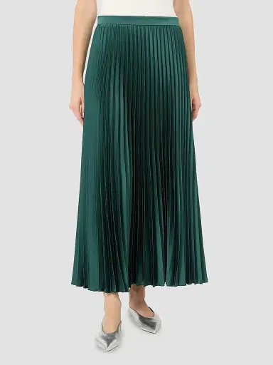 Weekend Max Mara Women's Pleated Satin Skirt - Dark Green - Size 6 | Thumbnail 3 Weekend Max Mara Women's Pleated Satin Skirt - Dark Green - Size 6 | Thumbnail 3
