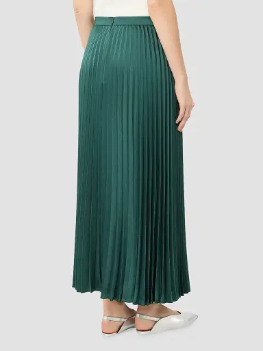 Weekend Max Mara Women's Pleated Satin Skirt - Dark Green - Size 6 | Thumbnail 4 Weekend Max Mara Women's Pleated Satin Skirt - Dark Green - Size 6 | Thumbnail 4