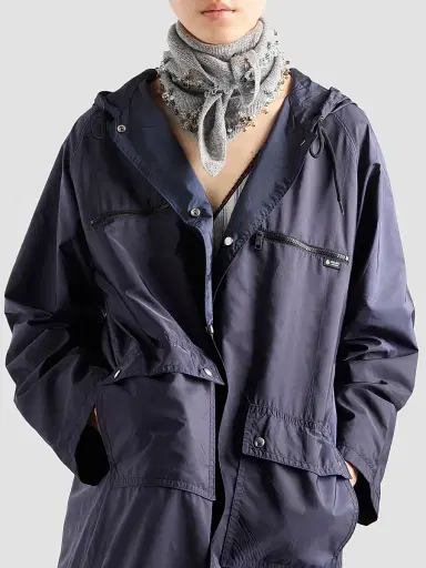 Prada Women's Lightweight Nylon Raincoat - Blue - Size 4 | Thumbnail 4