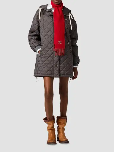 Miu Miu Women's Technical Pongé Down Coat - Grey - Size 6 | Thumbnail 2 Miu Miu Women's Technical Pongé Down Coat - Grey - Size 6 | Thumbnail 2