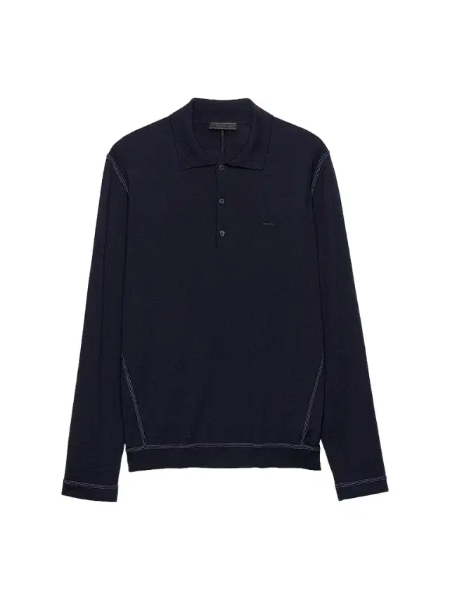Prada Men's Long-Sleeved Wool Polo Sweater - Blue