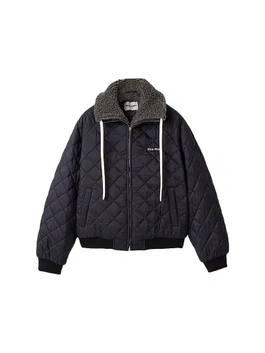 Miu Miu Women's Technical Pongé Down Coat - Blue | Thumbnail 1