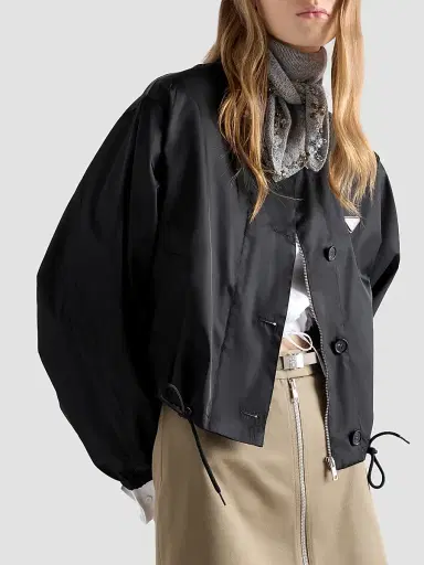 Prada Women's Nylon Blouson Jacket - Black - Size 4 | Thumbnail 3