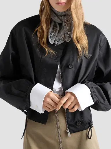 Prada Women's Nylon Blouson Jacket - Black - Size 4 | Thumbnail 5