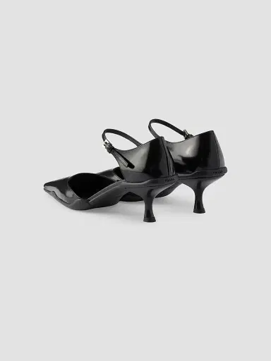 Prada Women's Brushed Leather D'Orsay Pumps - Black | Thumbnail 3