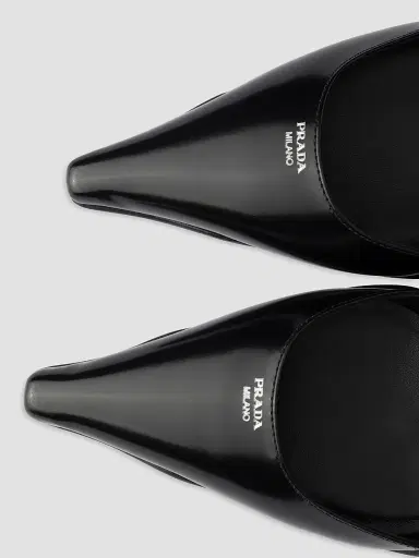 Prada Women's Brushed Leather D'Orsay Pumps - Black | Thumbnail 5