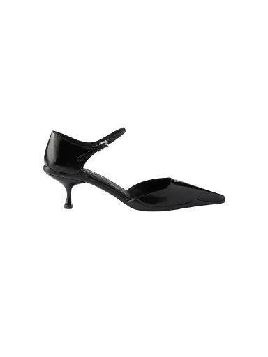 Prada Women's Brushed Leather D'Orsay Pumps - Black | Thumbnail 1