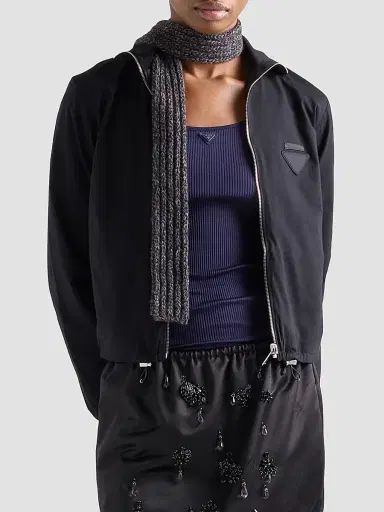 Prada Women's Reversible Jersey Zipper Jacket with Hood - Black - Size XL | Thumbnail 2
