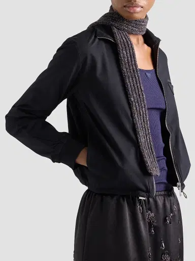 Prada Women's Reversible Jersey Zipper Jacket with Hood - Black - Size XL | Thumbnail 3