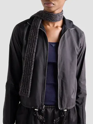 Prada Women's Reversible Jersey Zipper Jacket with Hood - Black - Size XL | Thumbnail 5
