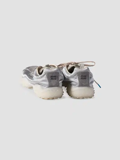 Miu Miu Women's Bubble Technical Fabric and Suede Sneakers - Grey - Size 5.5 | Thumbnail 2 Miu Miu Women's Bubble Technical Fabric and Suede Sneakers - Grey - Size 5.5 | Thumbnail 2