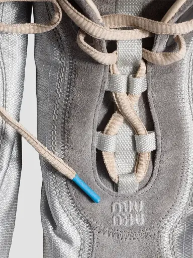 Miu Miu Women's Bubble Technical Fabric and Suede Sneakers - Grey - Size 5.5 | Thumbnail 3 Miu Miu Women's Bubble Technical Fabric and Suede Sneakers - Grey - Size 5.5 | Thumbnail 3