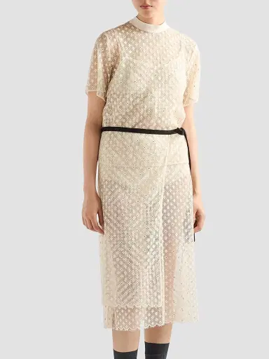 Prada Women's Embroidered Lace Dress - Beige - Size 8 | Thumbnail 2 Prada Women's Embroidered Lace Dress - Beige - Size 8 | Thumbnail 2