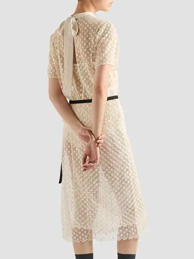 Prada Women's Embroidered Lace Dress - Beige - Size 8 | Thumbnail 3 Prada Women's Embroidered Lace Dress - Beige - Size 8 | Thumbnail 3