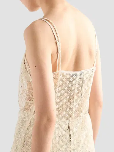 Prada Women's Embroidered Lace Dress - Beige - Size 8 | Thumbnail 5 Prada Women's Embroidered Lace Dress - Beige - Size 8 | Thumbnail 5