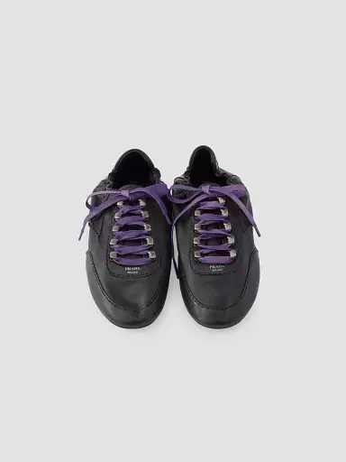 Prada Men's Collapse Antiqued Nappa Leather Sneakers with Hooks | Thumbnail 3