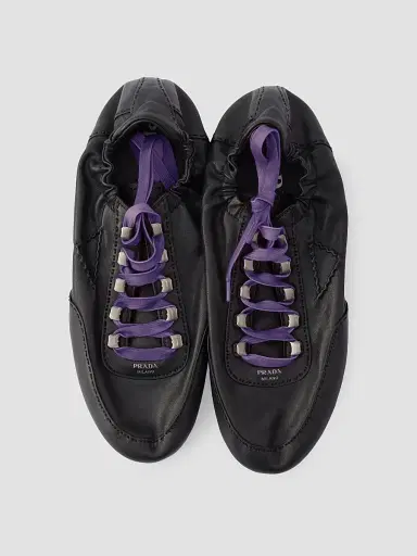 Prada Men's Collapse Antiqued Nappa Leather Sneakers with Hooks | Thumbnail 4