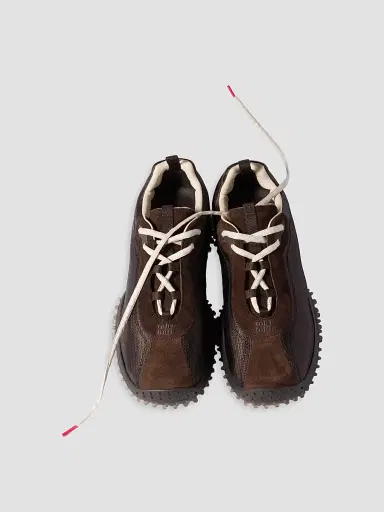 Miu Miu Women's Bubble Technical Fabric and Suede Sneakers - Brown - Size 11 | Thumbnail 2