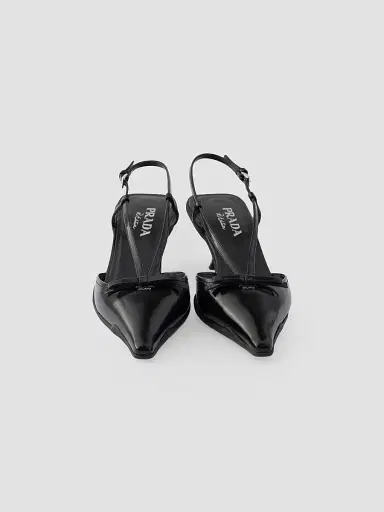 Prada Women's Brushed Leather Slingback Pumps - Black - Size 4.5 | Thumbnail 3 Prada Women's Brushed Leather Slingback Pumps - Black - Size 4.5 | Thumbnail 3