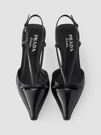 Prada Women's Brushed Leather Slingback Pumps - Black - Size 4.5 | Thumbnail 4 Prada Women's Brushed Leather Slingback Pumps - Black - Size 4.5 | Thumbnail 4