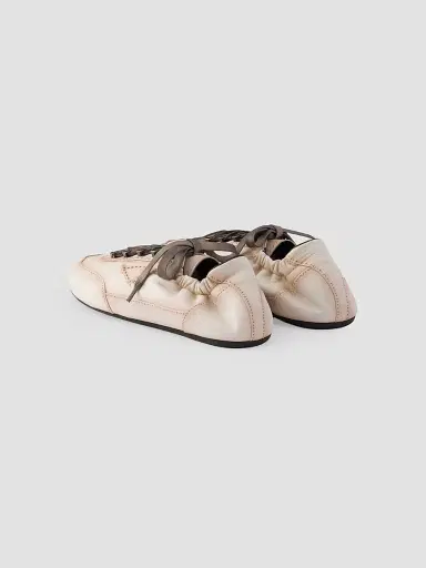 Prada Men's Collapse Antiqued Nappa Leather Sneakers with Hooks - Beige Khaki - Size 11.5 | Thumbnail 2