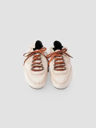 Prada Men's Collapse Antiqued Nappa Leather Sneakers with Hooks - Beige Khaki - Size 11.5 | Thumbnail 3
