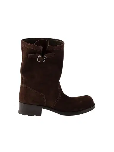 Prada Women's Suede Mid-Calf Boots | Thumbnail 1 Prada Women's Suede Mid-Calf Boots | Thumbnail 1
