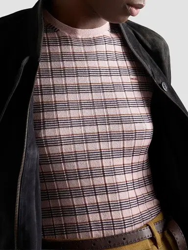 Prada Women's Short-Sleeved Striped Cashmere and Silk Sweater - Pink - Size 8 | Thumbnail 5 Prada Women's Short-Sleeved Striped Cashmere and Silk Sweater - Pink - Size 8 | Thumbnail 5