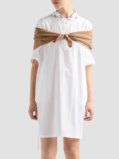 Prada Women's Embroidered Poplin Mini-Dress - White - Size 10 | Thumbnail 2 Prada Women's Embroidered Poplin Mini-Dress - White - Size 10 | Thumbnail 2