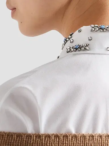 Prada Women's Embroidered Poplin Mini-Dress - White - Size 10 | Thumbnail 6 Prada Women's Embroidered Poplin Mini-Dress - White - Size 10 | Thumbnail 6